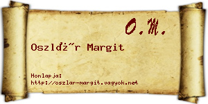 Oszlár Margit névjegykártya